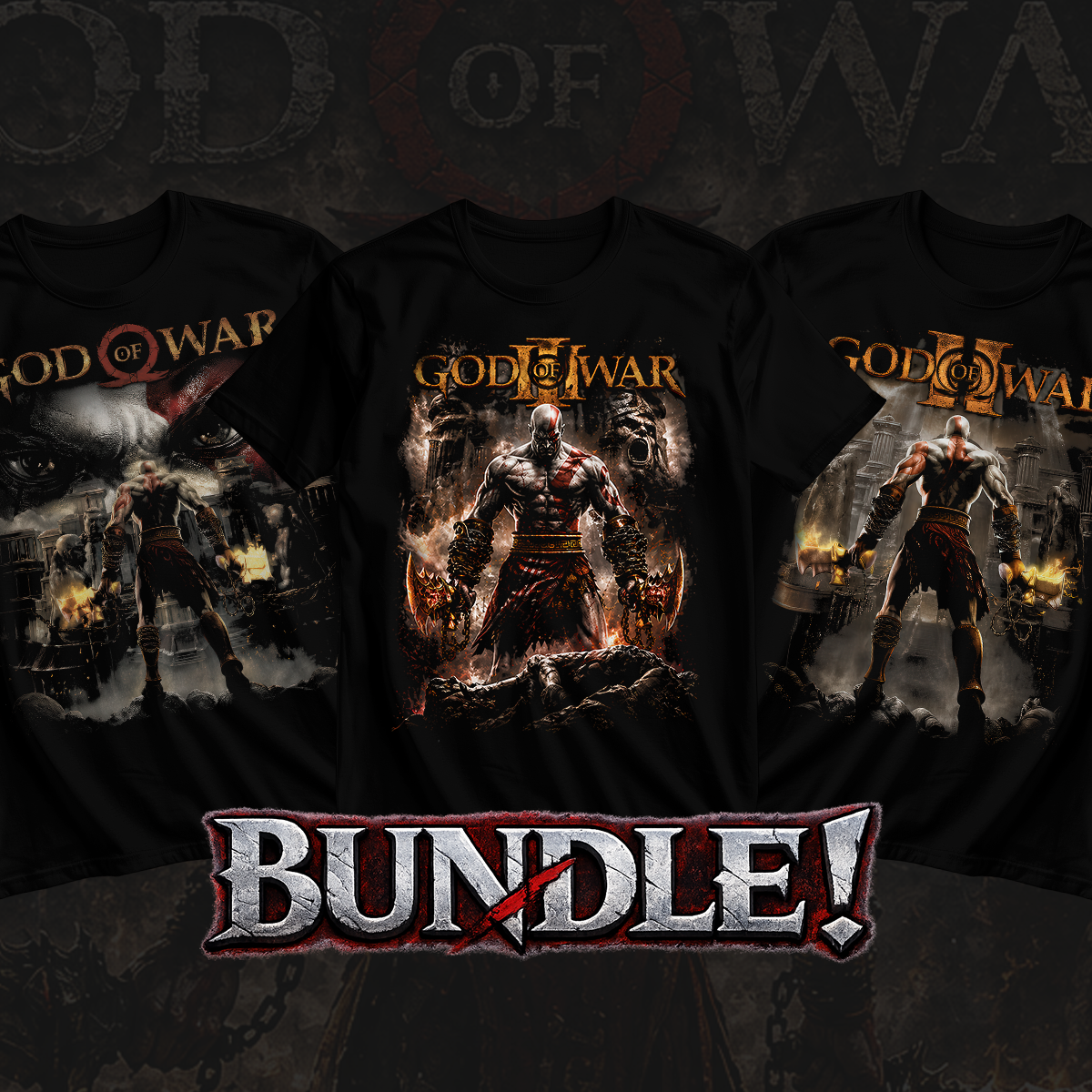 God of War Trilogy Bundle T-Shirt Pack – GOW 1, 2 & 3 Exclusive Gaming Collection